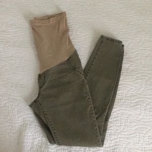Army green maternity Jeans